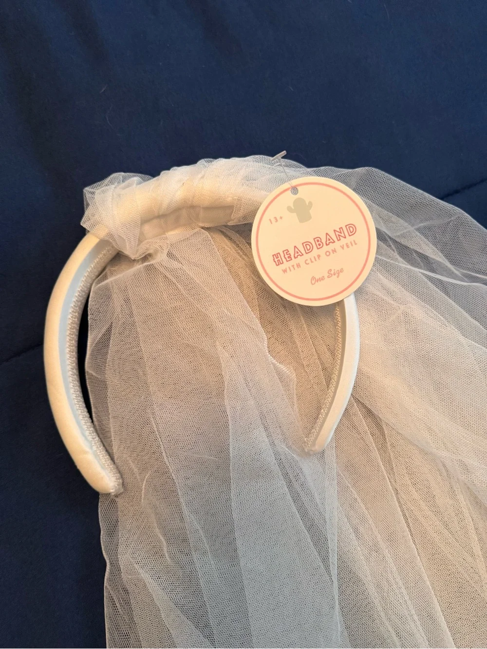 White Tulle Bride Veil Headband for Women
